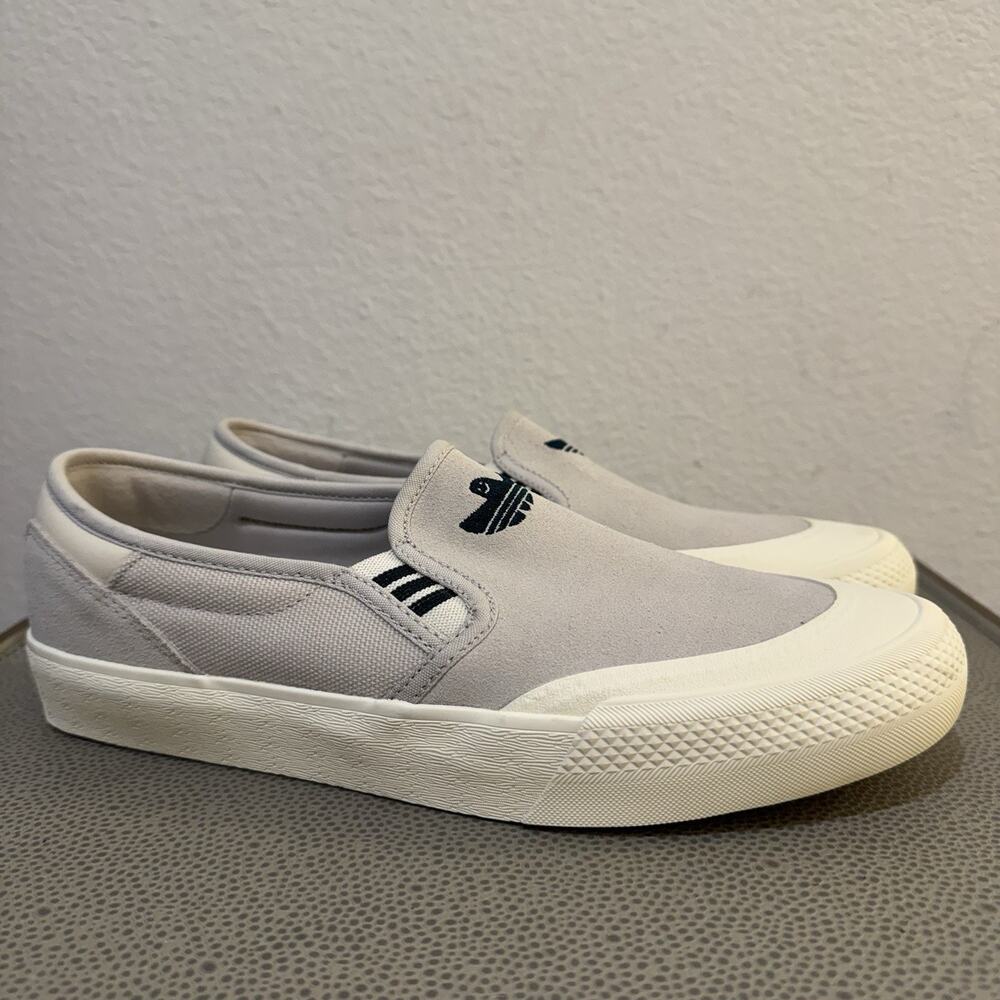 adidas Shmoofoil Slip On Skate Shoes Mens 9.5 Gray Suede Slip-On Sneakers IG5267